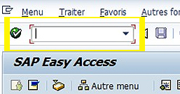 Zone de commande menu principal SAP