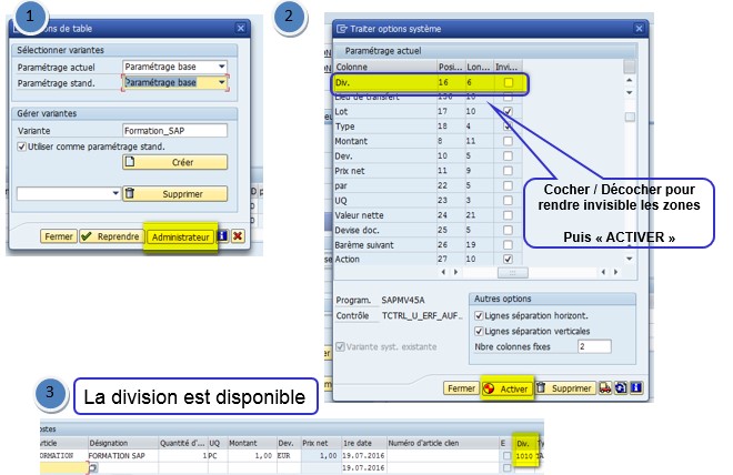 SAP Rendre champs visible