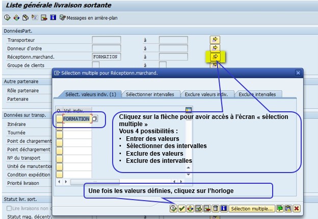 SAP variante de sélection création