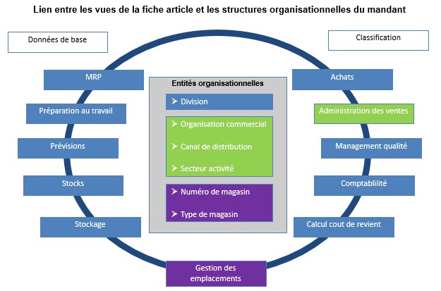 SAP fiche article et données organisationnelles