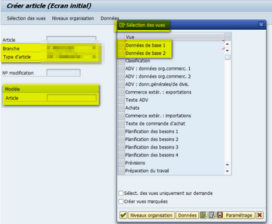 SAP Créer une fiche article