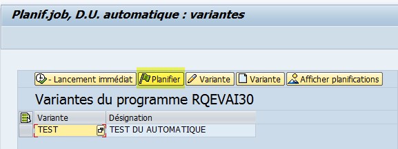 SAP QA17 création job