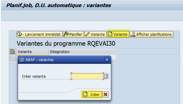 SAP QA17 Création variante