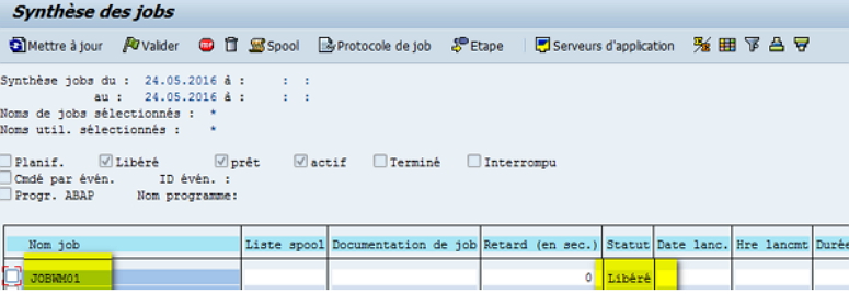 SAP synthèse des jobs transaction SM37
