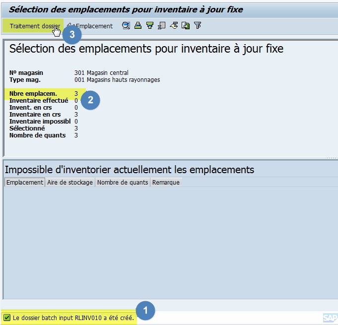 Inventaire emplacement WM