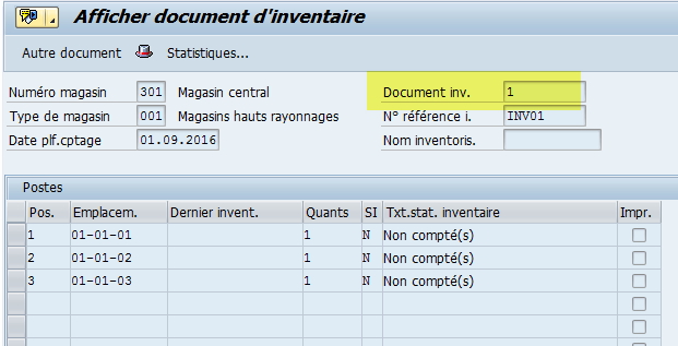 Synthèse inventaire WM SAP