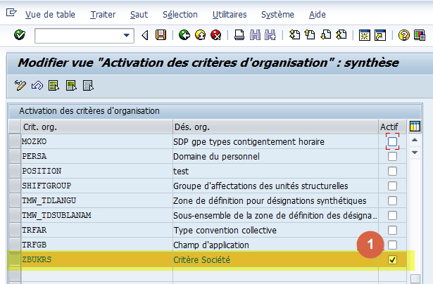 SAP - Activer Critères d'organisation