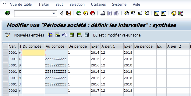 SAP - OB52 sans restriction