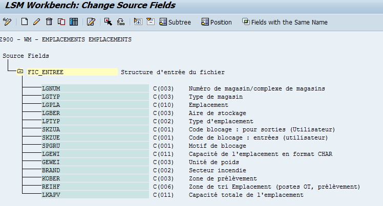 Table LGPLA pour LSMW WM SAP