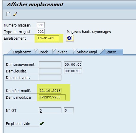 LS03N Emplacement WM SAP