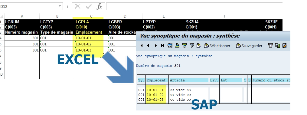 Créer emplacements WM avec un Fichier EXCEL