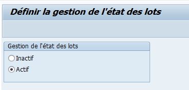 Activation Etat du lot SAP