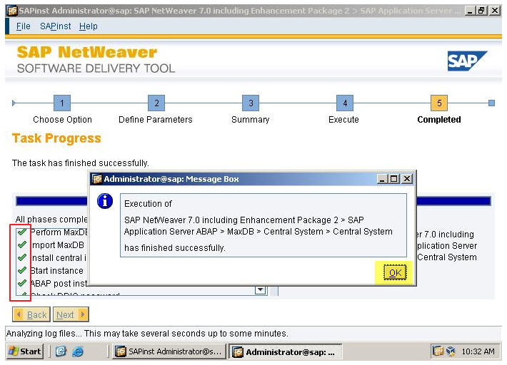 Installation de SAP NETWEAVER et démarrage de la Console SAP