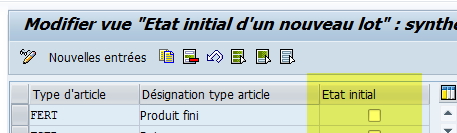 Activation etat du lot SAP