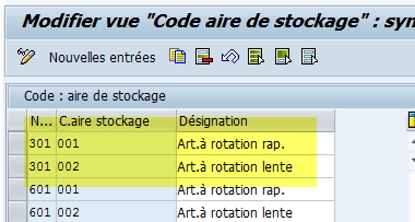 créer code aire de stockage WM