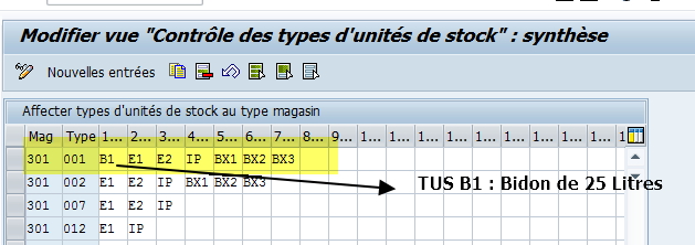 Autorisation TUS bidon dans type de magasin WM