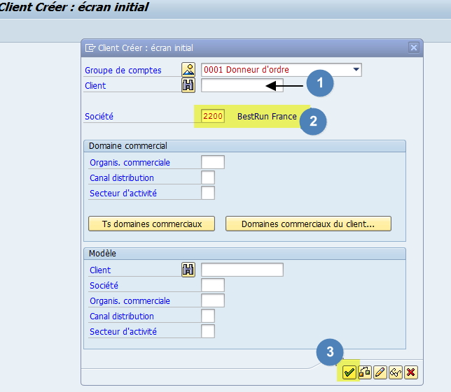 Choisir groupe de compte client SAP