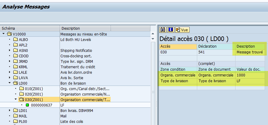 Transaction VV22 Enregistrement condition