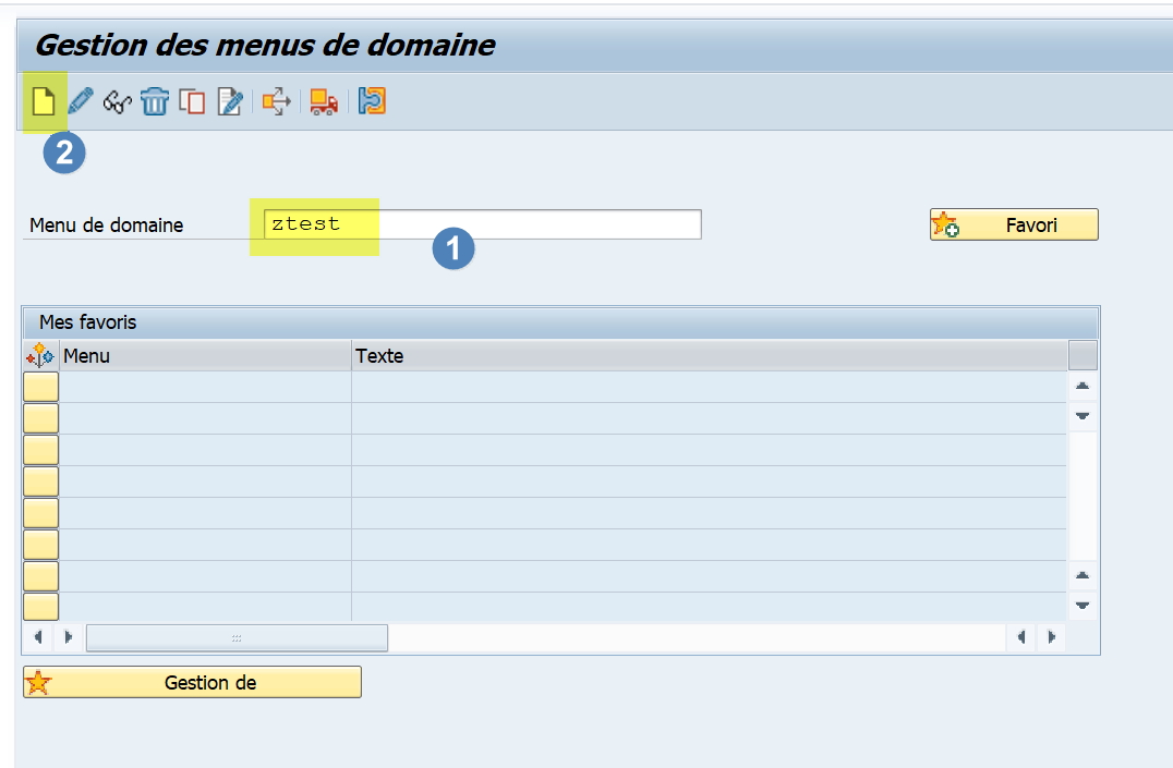 SAP créer un menu personnalisé