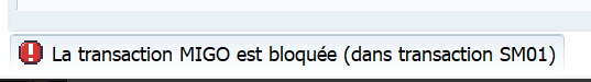Message erreur SAP transaction bloquée