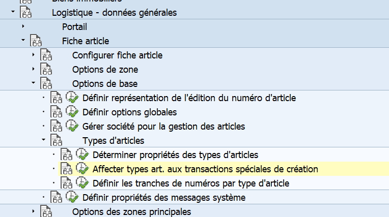 chein custo paramétrage fiche article SAP ECC6