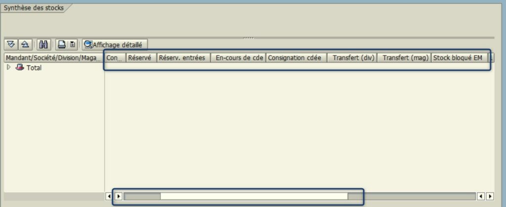 Transaction MMBE Afficher stock SAP